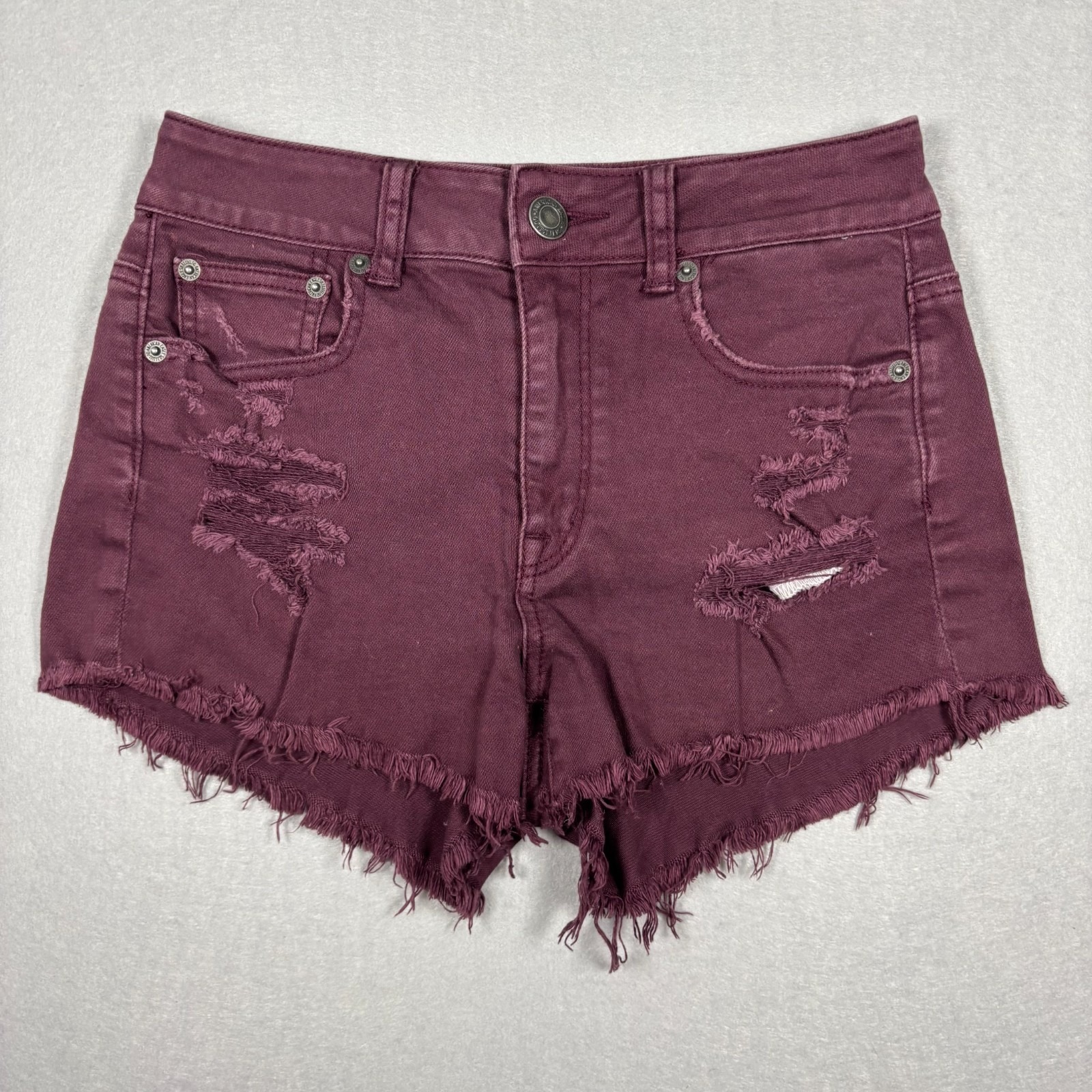 American Eagle Outfitters Cut-Off Shorts Women's Size 2 Stretch Burgundy 3"